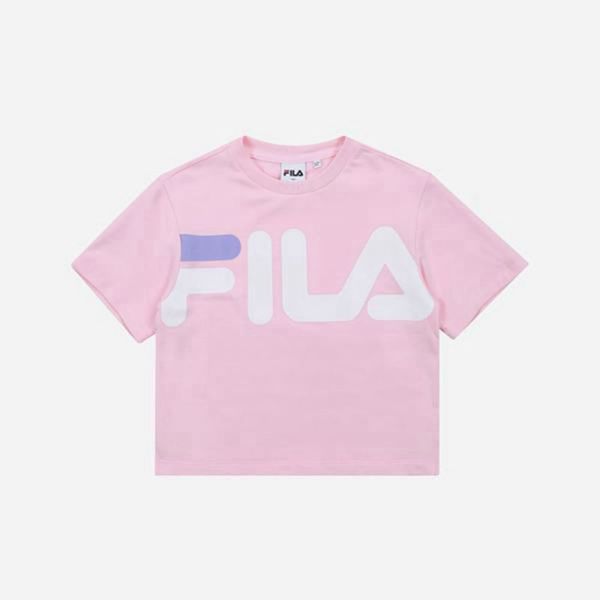 Fila Bambini Crop Top S/S Girl's T-Shirts - Pink,NZ 548-6795